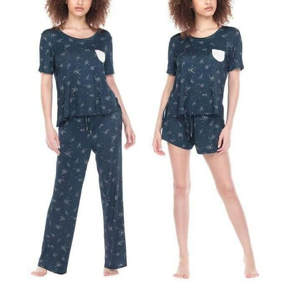 New! Honeydew 3-Pc Floral  PJ Soft Tee Pants & Shorts Lounge Pajama Set - Picture 1 of 9